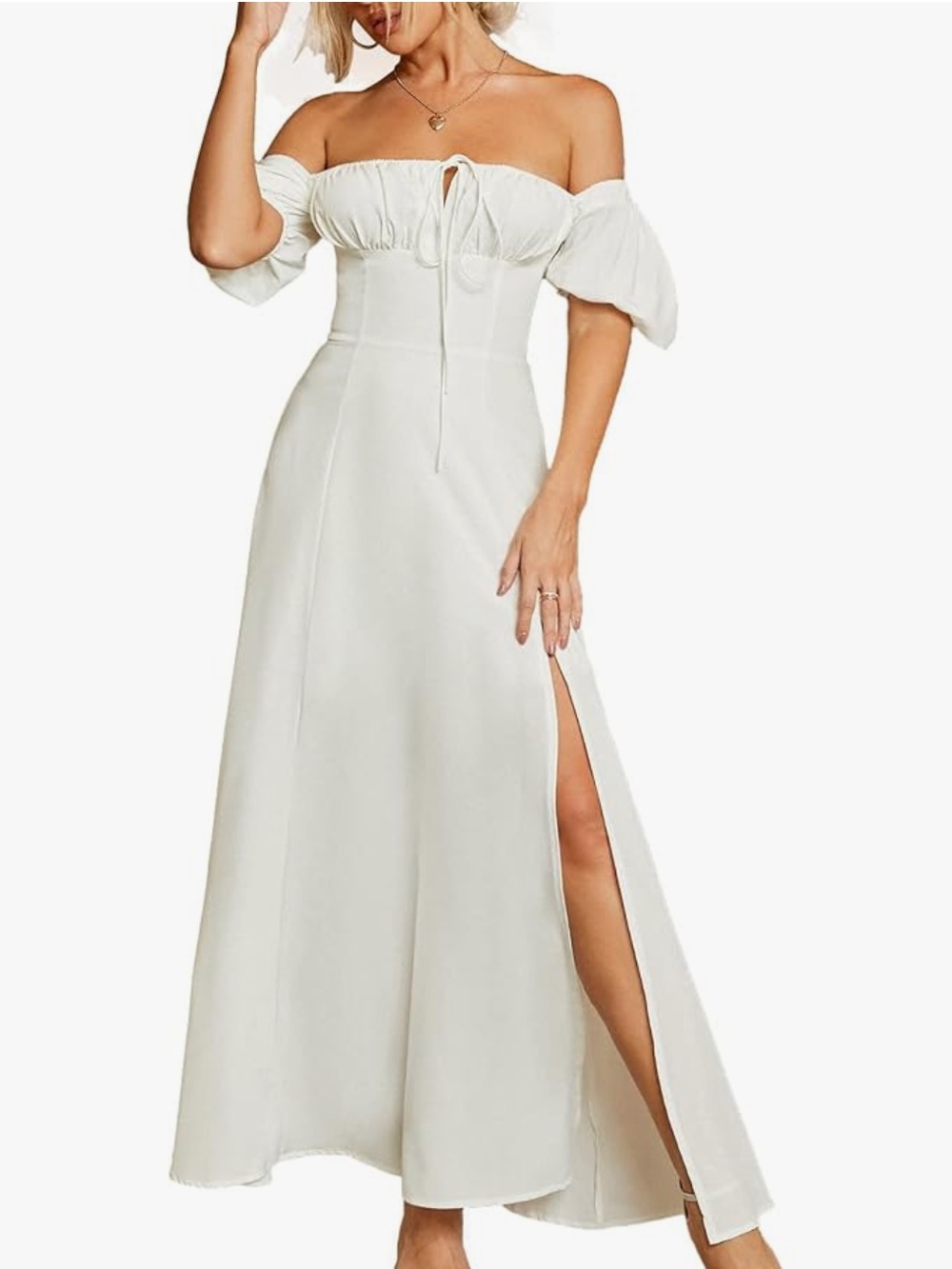 Women's Off-Shoulder White Maxi Dress